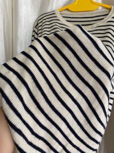 Vintage Cropped Jacket Combo With Striped Sweater