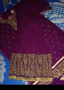 Purple Embroidered garara Suit