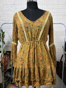 Boho Floral Mustard Dress