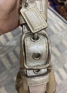 Coach Signature Brown/Silver Mini Baguette