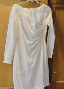 Full Sleeve Sequence White Dress