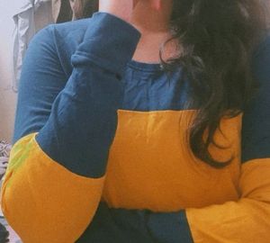 Mustard Yellow With Dark Green T Shirt