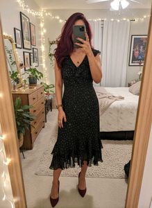 Caroll Midi Black Ruffled Dress