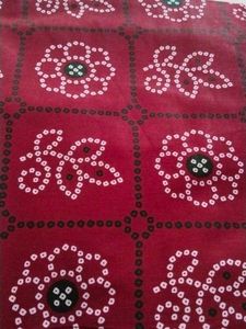 Rust Green Cotton Fabric Bandhini Special