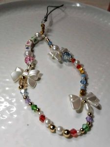 Cute Beaded Phone Charm with Bows