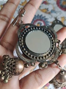 Brown Oxidised Jhumka earrings