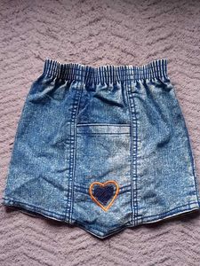 Denim Heart Pocket Skirt