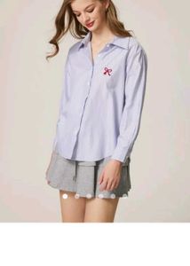 Striped Shirt w/ Bow Detail