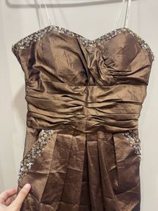 Brown Sequin Strapless Dress
