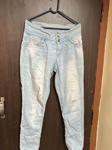 Light Blue High Waist Jeans For Ladies