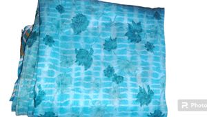 Huge Price Drop💥New Designer Sky Blue Paper Saree