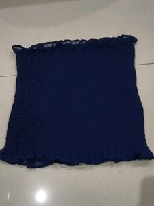 A Blue Georgette Off Shoulder Top