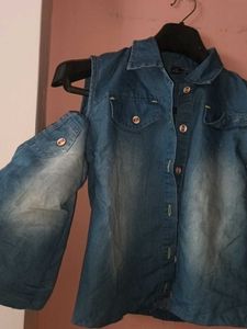 Cold Shoulder Denim Thrifted Jacket