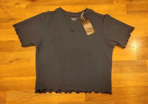 Cute Navy Blue Ruffle Crop Top