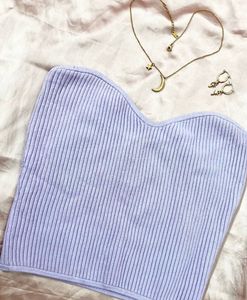 Lavender Tube Top with Ribbed Knit