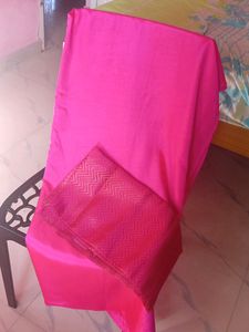 Rani Pink Saree With Designer Blouse Piece