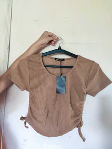 Urban Outfitters Brown Ruched Crop Top