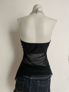 Black Halter Top with Ruffles