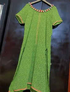 Fluorescent 🟢Green Printed Kurti for 42 Bust