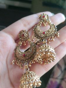 Gold Jhumka Earrings