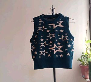 Star Pattern Sleeveless Sweater