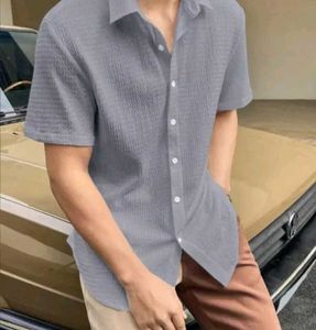 Burgundy Textured Short Sleeve Shirt