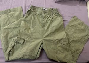 Sage Green Wide Leg Cargo Pants