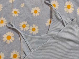 Cute Blue Ribbed Cami Top
