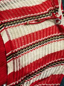 Striped Red Poncho Top