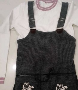 Cute Cat Applique Jumper Dress