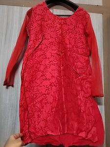 Red Partywear Kurti