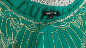 Green Embroidered Sheer Top
