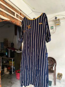 Navy blue Kurti With Yellow Lines