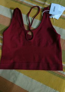 Savana Maroon Cutout Crop Top