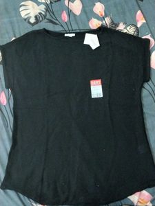 Black textured short sleeve Sweatshirt