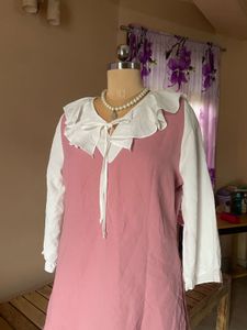 Pink Ruffle Trim Dress