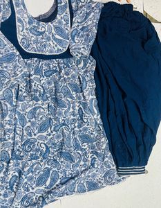 Blue Dress With Anarkali And Afgan Shalwar