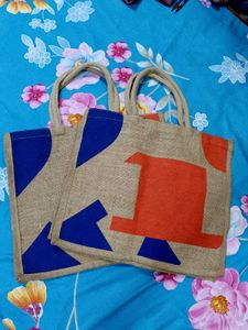 Jute Tote Bag with Colorful Design