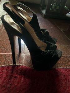 Black Heels with Bow Detail