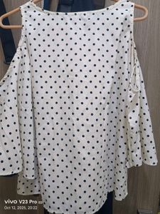 Polka Dot Cold Shoulder Top