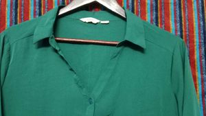 Shiny Dark Green Mini Dress top For Office Girls