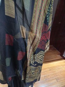 Elegant Black Printed Saree