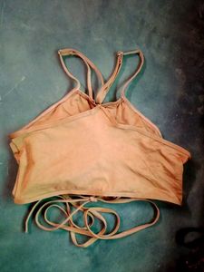 Boho Lace-Up Halter  Crop Top
