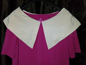 Dark Pink Dress with Korean Style Peter Pan Collar