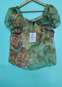Green Jungle Print Top