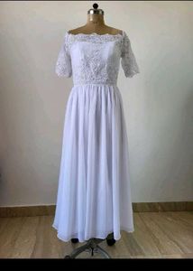 Cute And Pretty White Long Gown