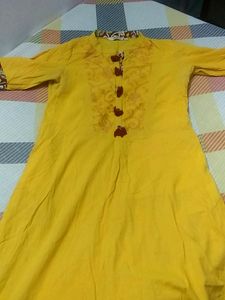 Yellow Cotton Kurti