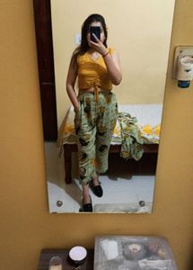 Floral Pants &amp; Yellow Top Set