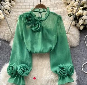 Elegant Green Floral Blouse