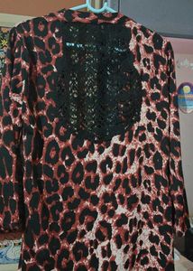 Leopard Print Kimono with Lace Detail